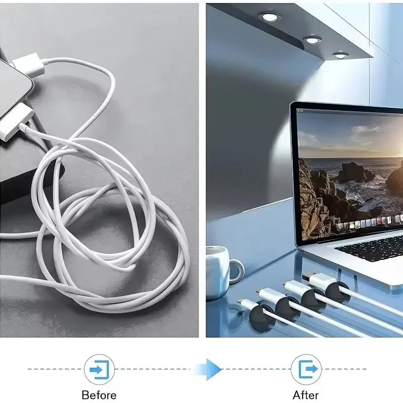 Cable Clips Phone Cord Holder USB Data Line Silicone Organizer Self-Adhesive Wire Management Cable Winder Earphone Charger Cord